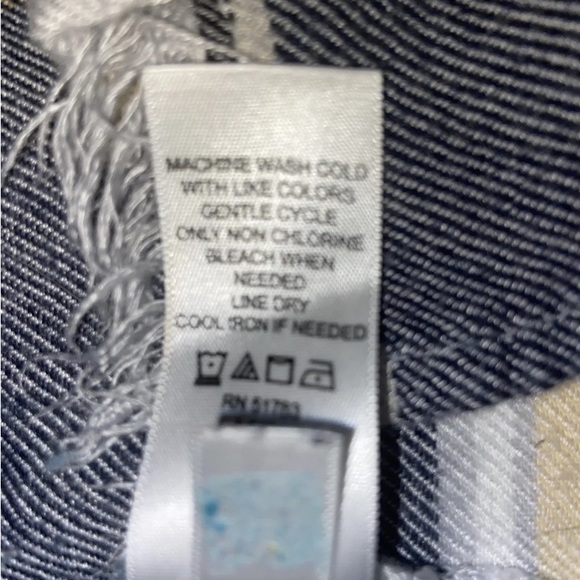 Maurice’s Fringe Flannel Plaid Blue & Beige Shawl Womens S/M Used Once - Picture 6 of 6